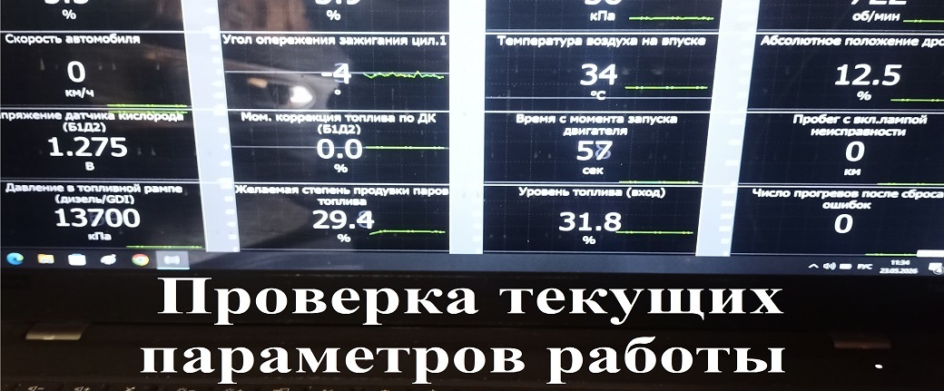 Текущие параметры работы двигателя
